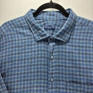 Proper Cloth Men’s 3XL Flannel Shirt Blue Plaid Custom Cotton 29 P2P